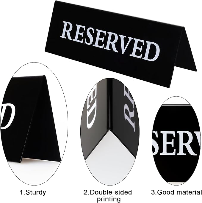 6 Pieces Plastic Reserved Table Sign - Image 3