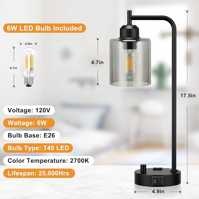 Industrial Bedside Desk Lamps for Bedroom - Image 7