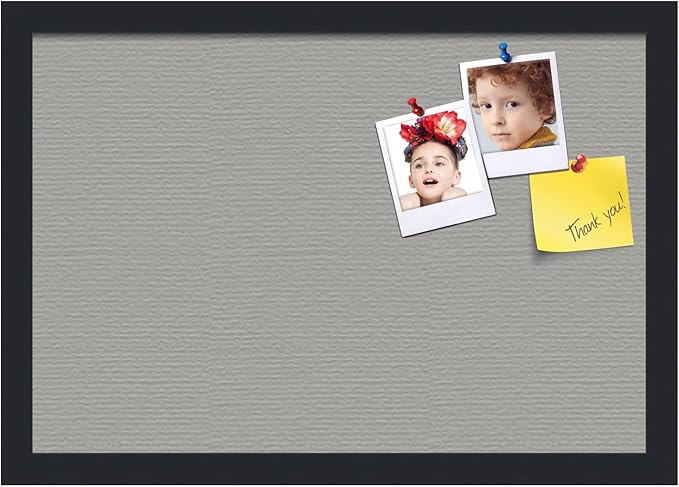 PinPix 19x13 Inch Cork Bulletin Board. This Decorative Framed Pin Board Comes with Dark Stone Design and a Satin Black Frame. Ideal for Home Office Decor or Message Board (PinPix-1808)-DeskLoop Office