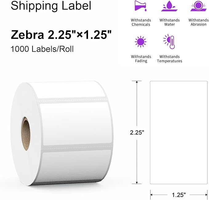 12 Rolls 12000 Labels 2.25" x 1.25" Direct Thermal Labels - Image 2