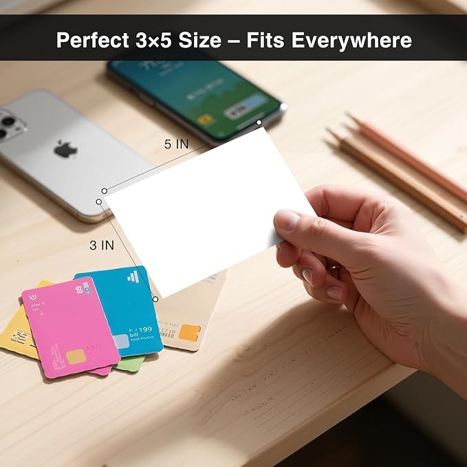 300 Count Blank Index Cards 3x5 Inch White Flash Cards Colored Cardstock - Image 4