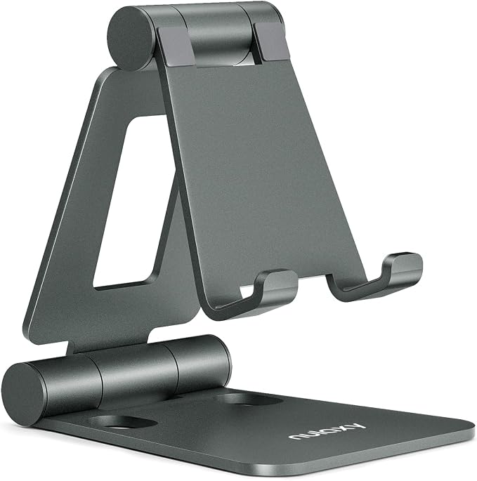 Nulaxy Dual Folding Cell Phone Stand, Fully Adjustable Foldable Desktop Phone by Nulaxy