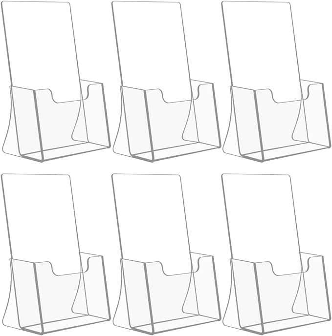 NIUBEE 6 Pack 8.5'' x 5.5'' Acrylic Bi-fold Brochure Holder by NIUBEE