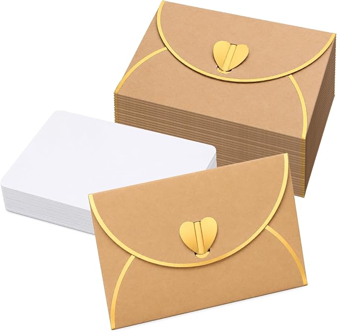 25Pcs Mini Envelope with Gold Heart Shaped Clasp and Blank Cards | Heart Shaped - Image 8