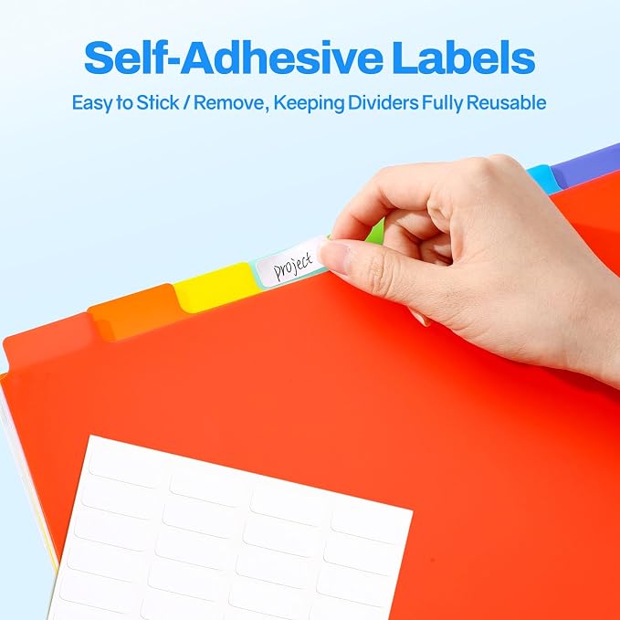 SUNEE 8 Tab Binder Dividers, Plastic Dividers - Image 4