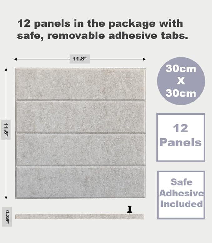 Large Cork Board Alternative - 12-Pack Felt Wall Tiles with Safe Removable Adhesive Tabs, Cork Wall Tiles Bulletin Board Home Office Essentials -DeskLoop Office