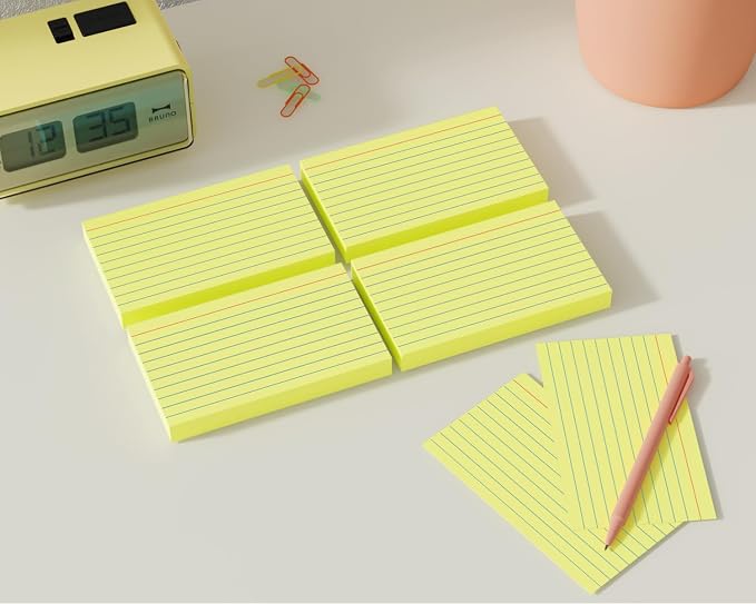 YIZUUN Yellow Index Cards 3x5, 200 Pack, Ruled Index Cards, Flash Cards - Image 5