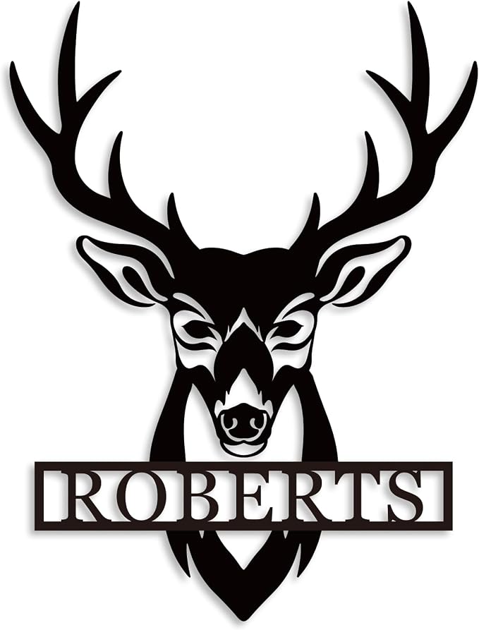 Personalized Deer Head Metal Sign | Christmas Deer | Custom Metal Deer Sign | by ENFODREAM