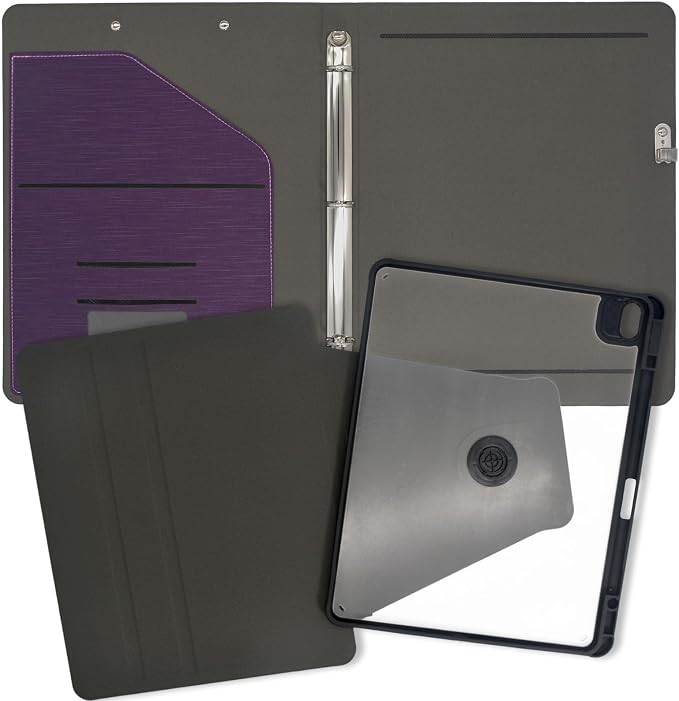 3 Ring Portfolio with iPad Holder, Business Padfolio with Clipboard & Rotating - Image 5