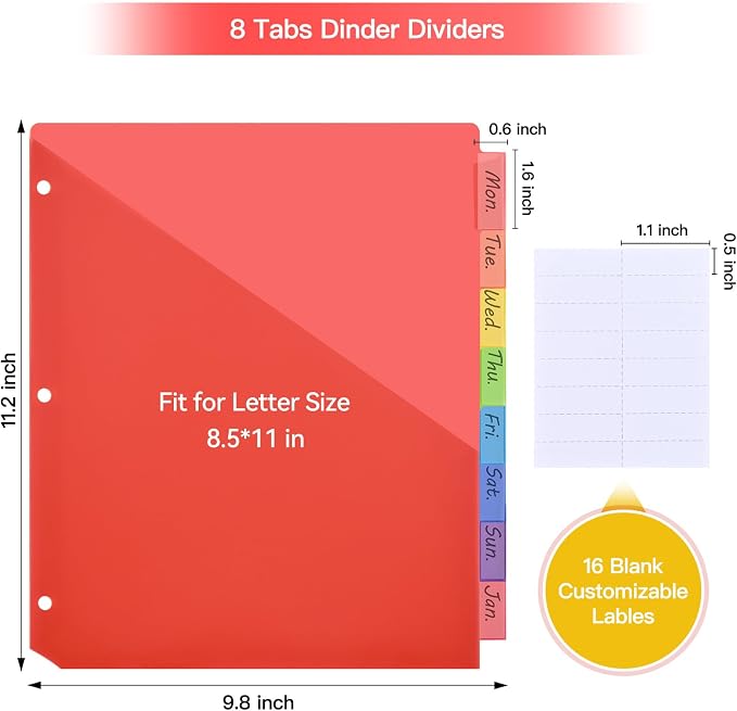 SUIN 8-Tab Insertable Binder Dividers - Image 2