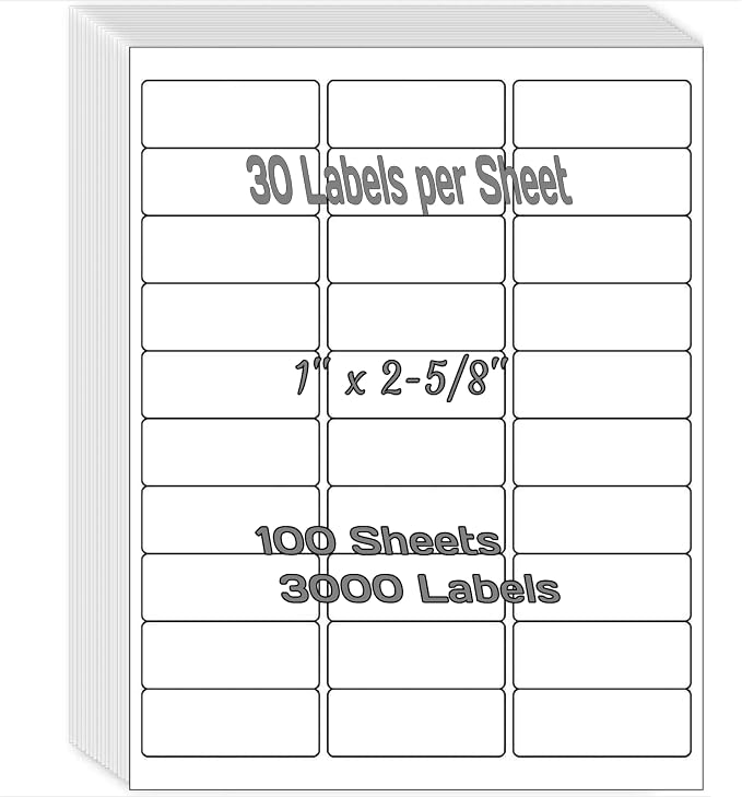 1" x 2-5/8" Shipping Address Labels 3000 Label Stickers Paper by Unknown