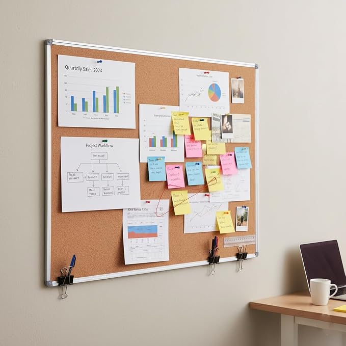 2-Pack Cork Notice Board 48 x 36 Inch, Aluminum Frame Bulletin Board - Image 2