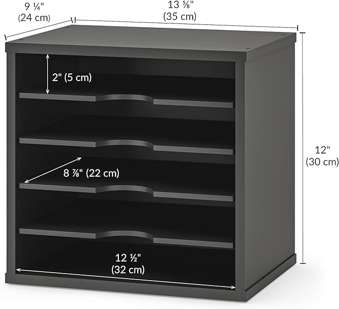 Ballucci 5-Tier File Organizer for Desk, Wooden Mail Sorter, Office Desk - Image 3