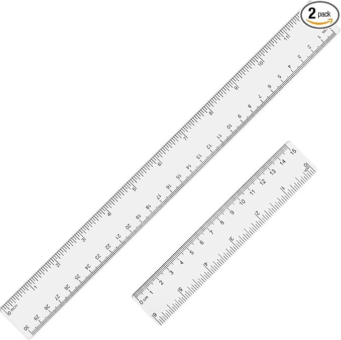 EBOOT 2 Pieces Plastic Ruler Straight Ruler Plastic Measuring Tool 12 Inches by eBoot