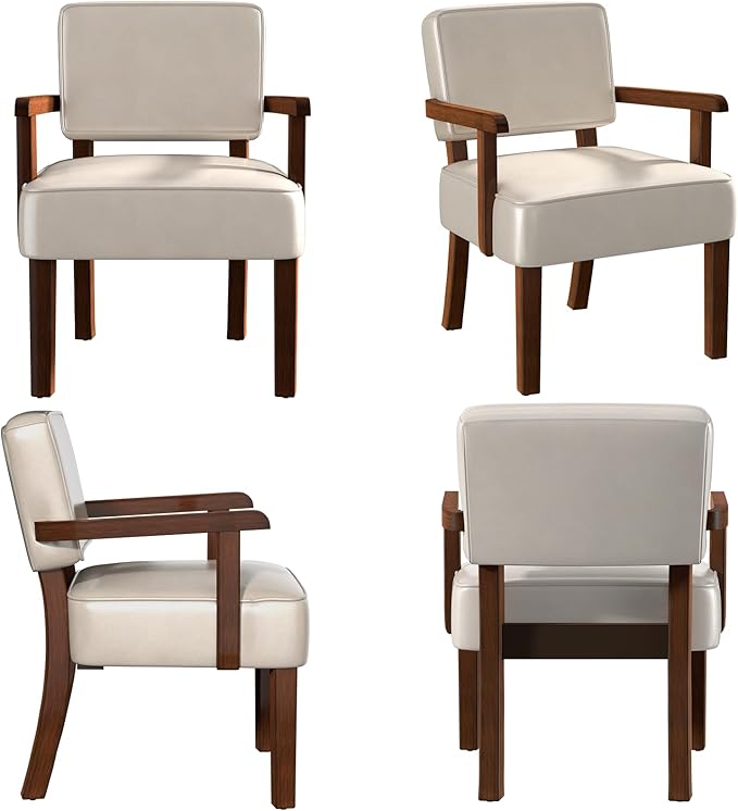 Accent Chair, PU Leather Chair for Living Room Oversized Armchair with Soft Seat and Armrests for Bedroom Dinning Reading Waiting Room (One Chair)-DeskLoop Office