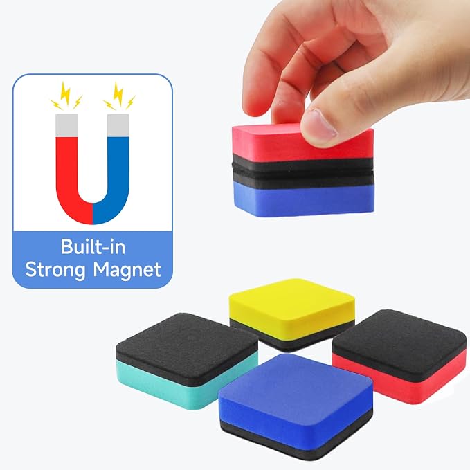 24 Pack Square Magnetic Whiteboard Erasers, Mini Dry Erase Board Erasers - Image 4