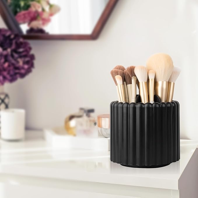 Anyoifax 360 Rotating Makeup Brush Holder 7 Slots Make Up Brush Organizer Removable Spinning Cosmetic Brushes Storage Pen Holder for Vanity, Dresser, Desk, Black-DeskLoop Office