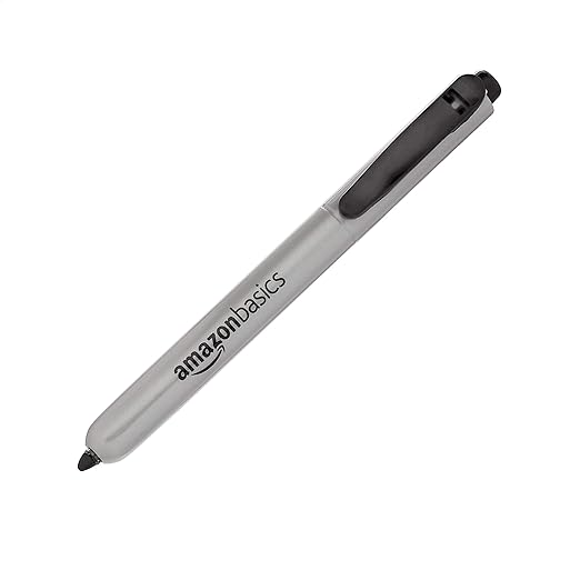 Amazon Basics Retractable Permanent Markers, Versatile Art Supplies for Home, School, and Office Use, 12 Count, Black