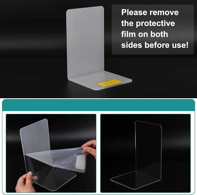 Adwikoso Clear Acrylic Book Ends, Non-Slip Book Holder Stand, Decorative Book - Image 5