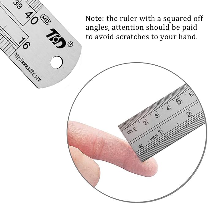 ZZTX Ruler Metal Straight Edge Stainless Steel Ruler 16 Inch Ruler Set Rulers - Image 4
