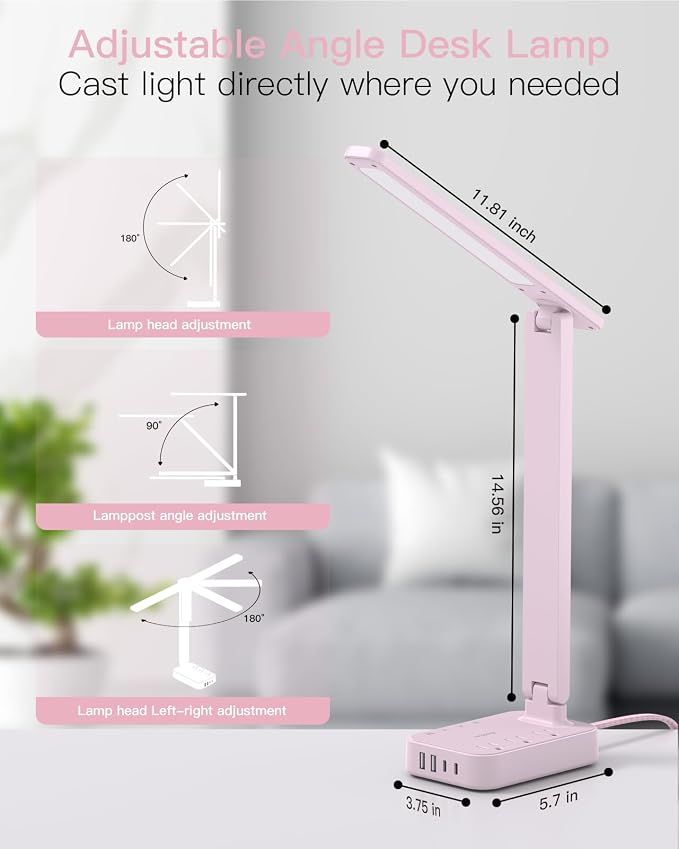 Addtam LED Desk Lamp, Power Strip - Image 4