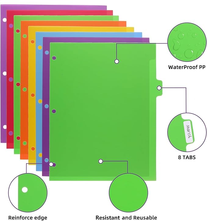 3 Set Plastic Binder Dividers - Image 2