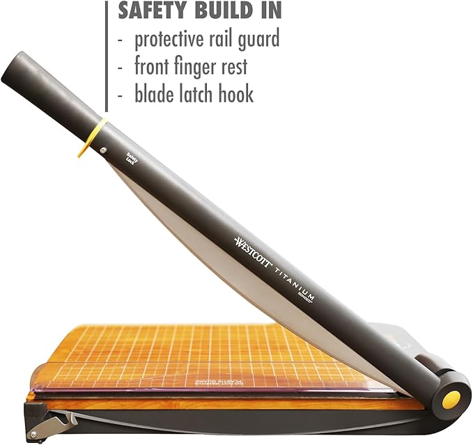 Westcott 15'' TrimAir Wood Guillotine Paper Cutter & Paper Trimmer, 30 Sheet (15107)-DeskLoop Office