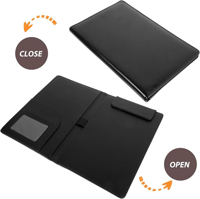 STOBOK Leather Clipboard Folder 9.05X5.90In Portable Bills Clip Board - Image 5