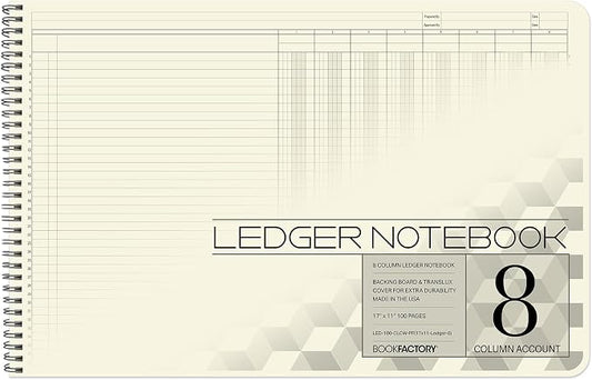 BookFactory Accounting Ledger Notebook/Large 8 Column Accounting Ledger by BookFactory