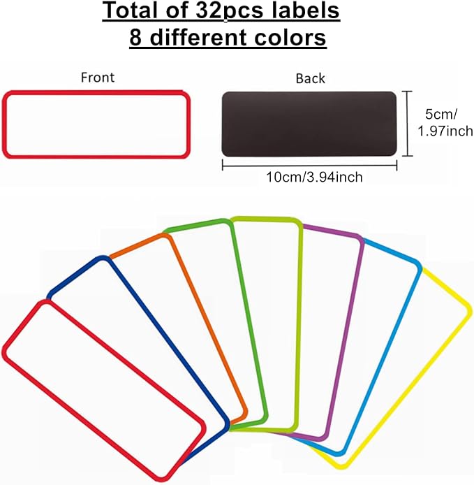 32pcs Magnetic Dry Erase Labels, Reusable Strong Magnet Magnetic Name Tags - Image 2
