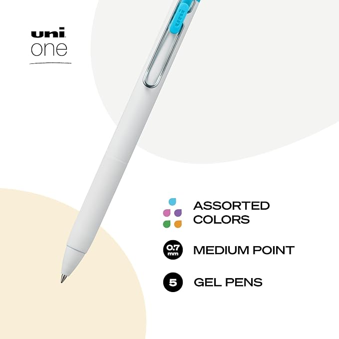 uniball one Retractable Gel Pens, Medium Point, 5 Pack - Image 3