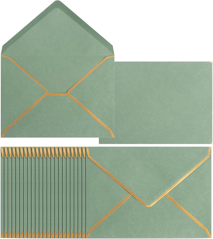 50 Pack A7 Envelopes Sage Green 5 x 7 by Homtable