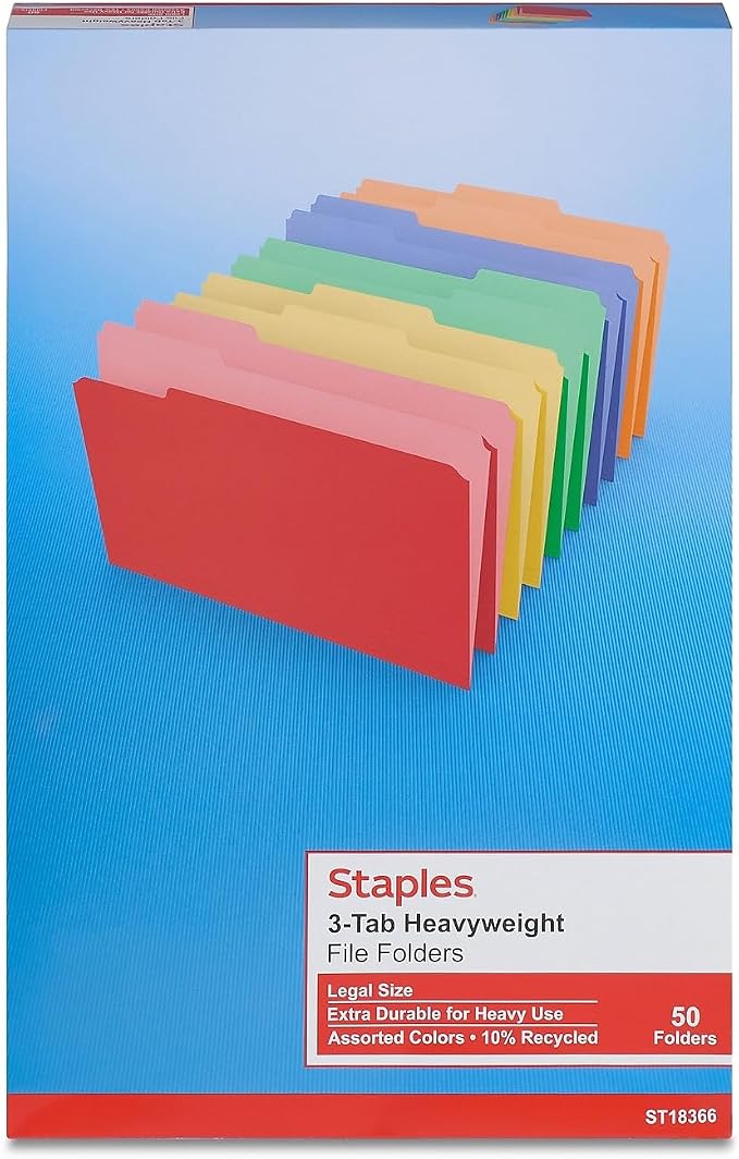 Staples Heavyweight File Folders, Legal Size, Durable Paper Stock - Image 5