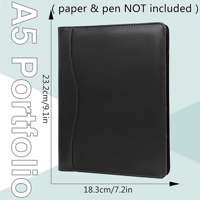 Leather Portfolio Binder 5 x 8, Mini Soft Leather Padfolio A5 Business Binder - Image 3