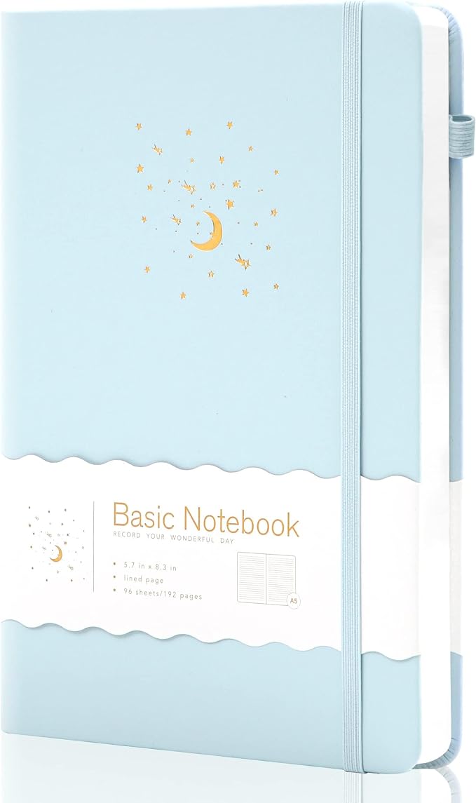CAGIE Lined Journal Notebook for Work, 196 Pages, Medium 5.7" x 8.3", Hardcover by CAGIE