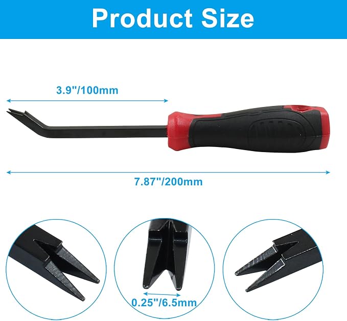 Black & Red Heavy Duty Staple Puller Tool, Double Pronged Head Nail Remover - Image 3