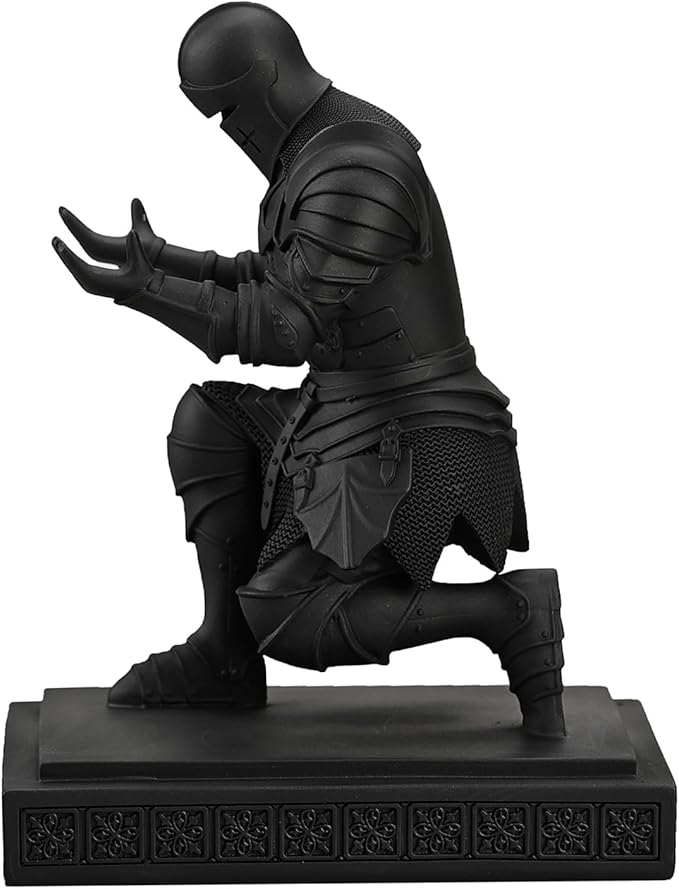 Medieval Armored Warrior Knight Pen Holder Desk Organizers and Accessories Resin Pencil Holder Paperweight as Gift with a Cool Letter Opener for Desk (Black)-DeskLoop Office