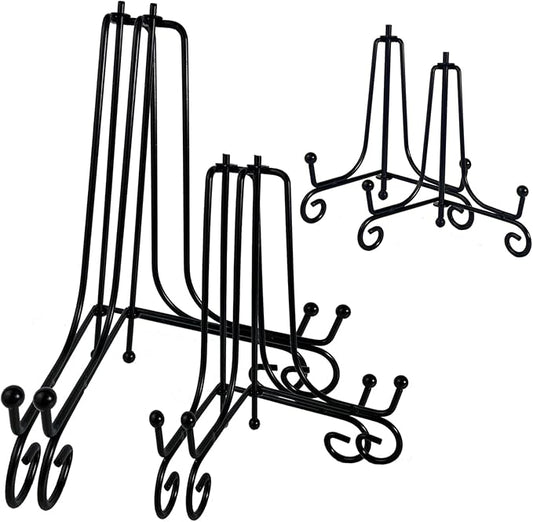 HENABLE 6PCS 3 Size Black Iron Plate Stands by HENABLE
