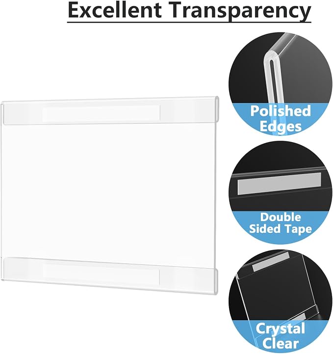 MaxGear Acrylic Sign Holder 8.5 x 11 Wall Mount, 6 Pack, Landscape | Includes - Image 3