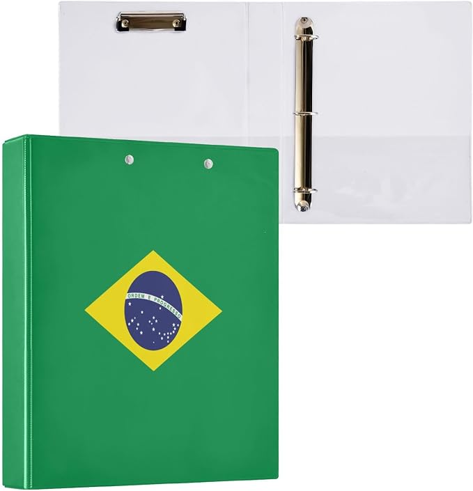 Brazil Flag 3-Ring Binder, 1.5 Inch D-Ring Organizer Folder Clipboard Binder - Image 3