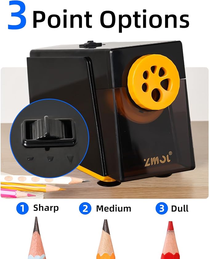 ZMOL Heavy Duty Electric Pencil Sharpener, 6-Hole Classroom Pencil Sharpener - Image 5