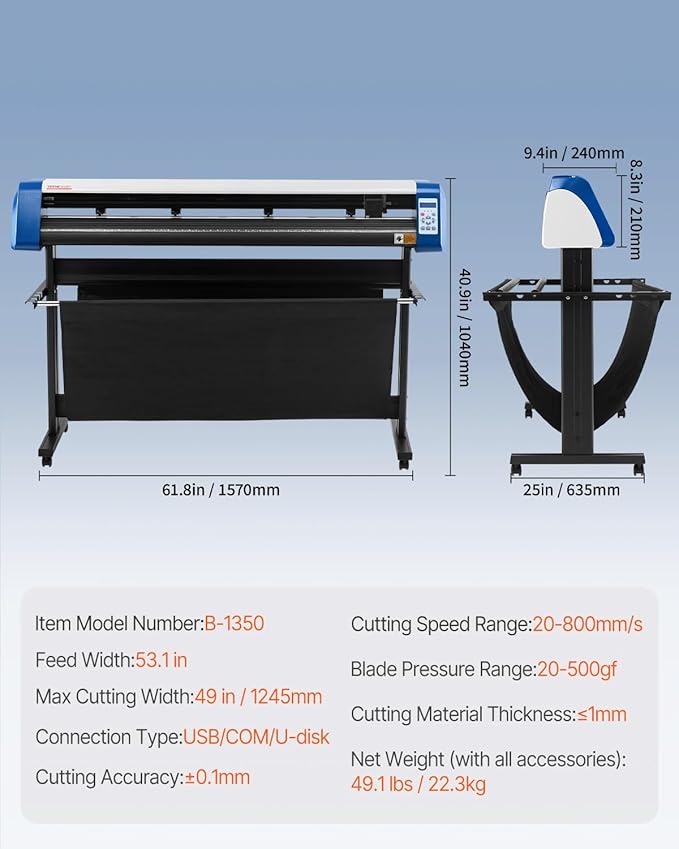 VEVOR Vinyl Cutter 53 Inch Vinyl Cutter Machine Semi-Automatic DIY Vinyl - Image 7