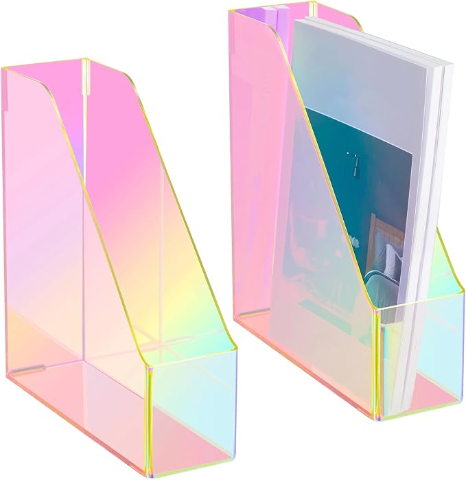 Engrowtic 2 Pcs Iridescent Vertical Magazine File Holder Acrylic Magazine by Engrowtic