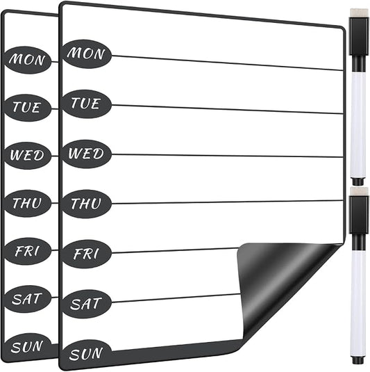 Outus 2 Pieces Magnetic Weekly Dry Erase Boards Erasable Weekly Calendars by Outus