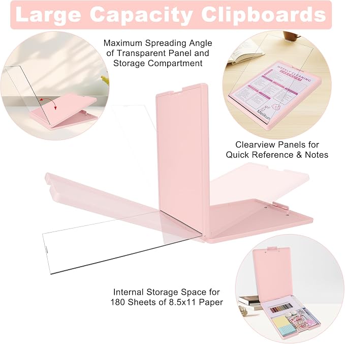 Meiikun Clipboard with Storage, Plastic Clip Boards 8.5x11 Folder with Clear - Image 6