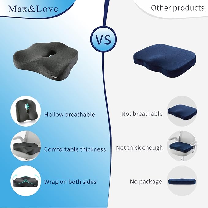 Memory Foam Seat Chair Cushion for Relieves Back Sciatica Pain Tailbone Pain - Image 5