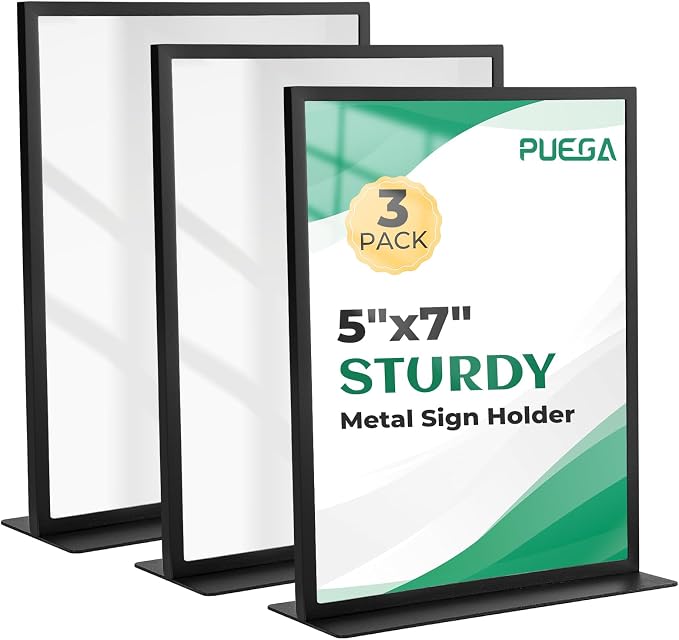 3pack Tabletop 5"x7" Metal Acrylic Sign Holder by Puega