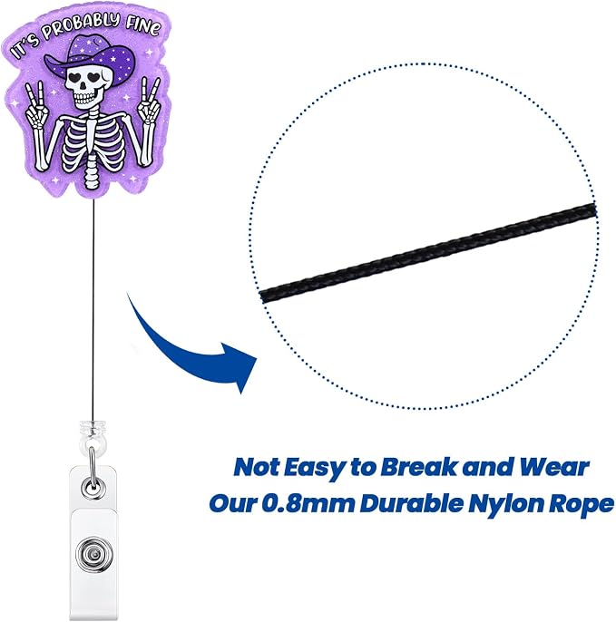 It's Probably Fine Funny Cowboy Skeleton Nurse Badge Reel, Cute Radiology X-ray - Image 5