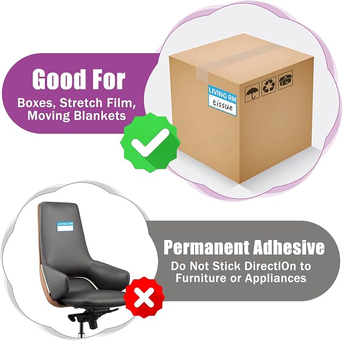 340 Home Moving Labels, 3.4 x 2 inches, 8-Color Coded Packing Box Stickers - Image 7