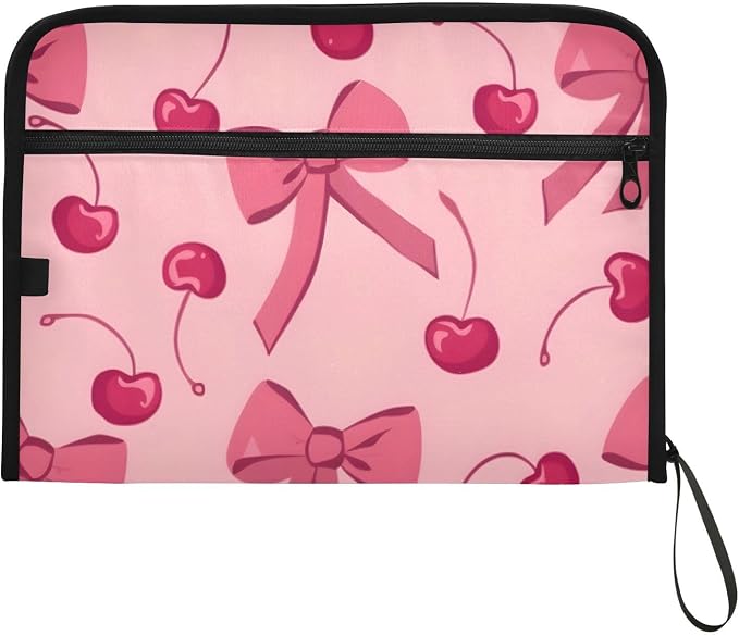 Expanding File Folder Pink Bow Cherry Accordion File Organizer 13 Pockets - Image 7